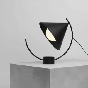 Black and white Meridian Arc minimalist table lamps color variant comparison
