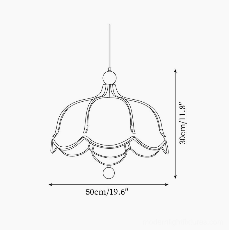 Meringa pendant light large size technical drawing 50cm diameter 30cm height specification schematic