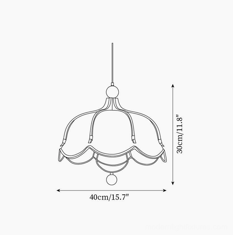Meringa pendant light size diagram technical drawing 40cm diameter 30cm height specification