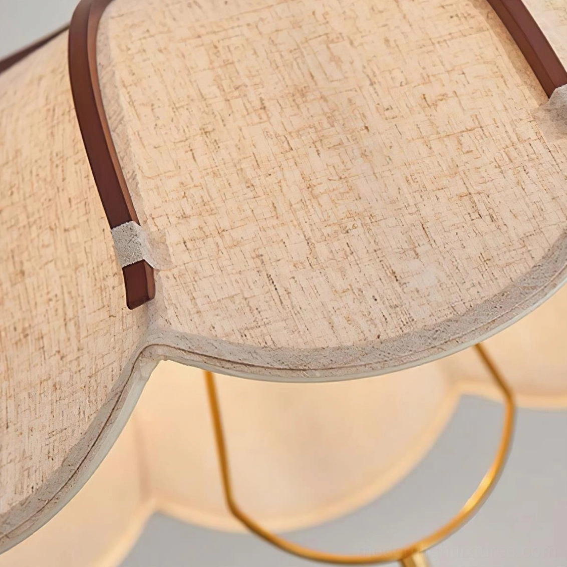 Meringa scalloped fabric pendant light wooden frame detail vintage modern lighting design