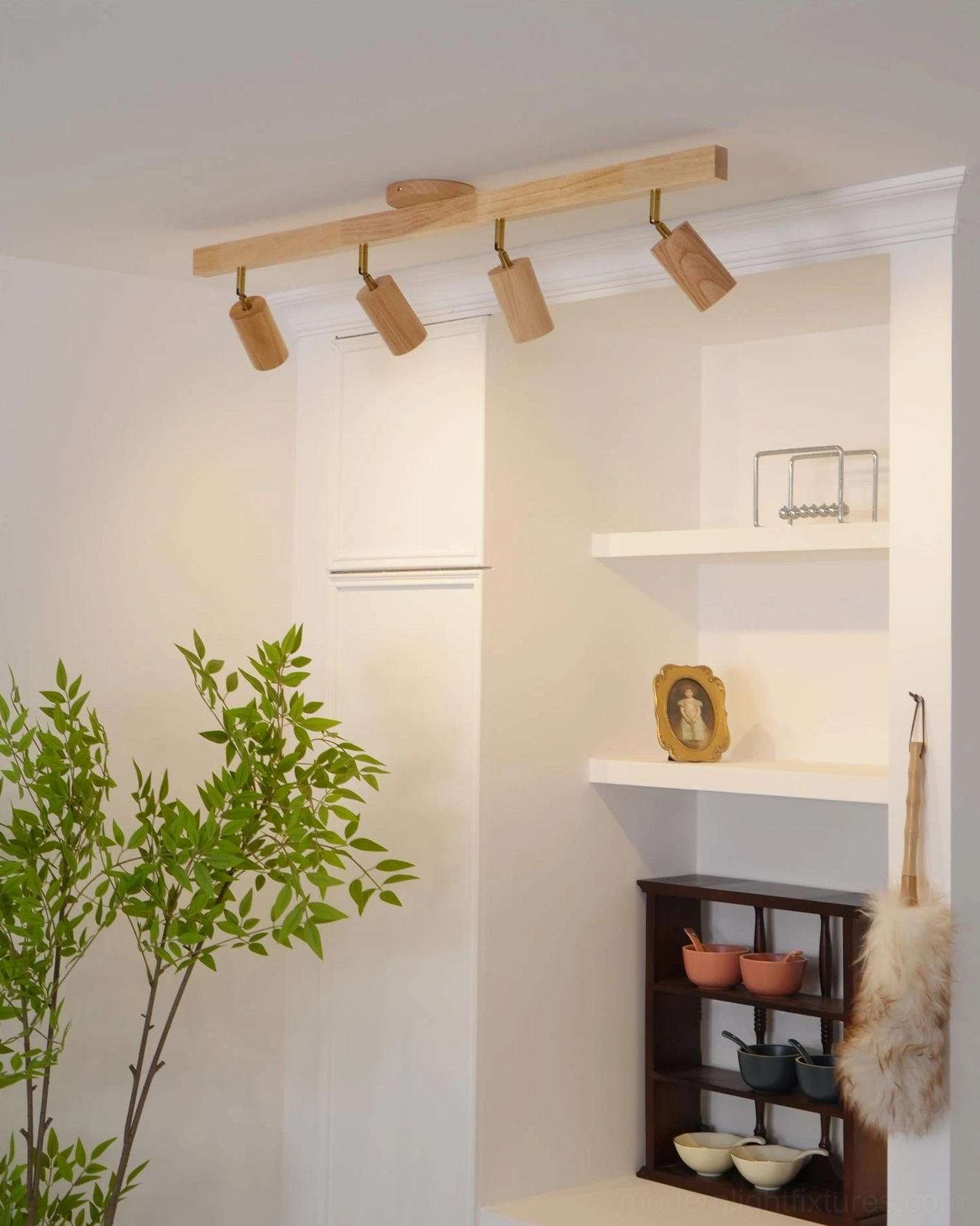 Merlo wooden track ceiling light mounted as dual purpose fixture