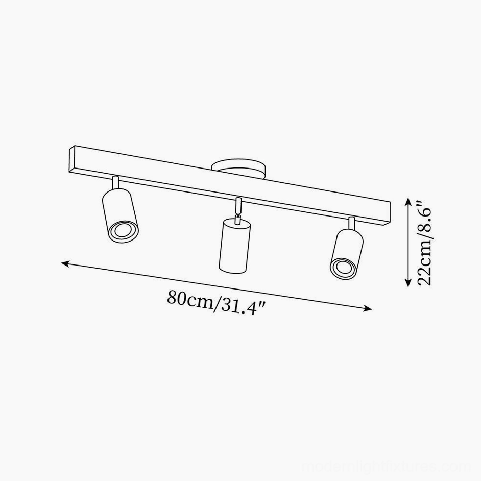 Merlo medium wooden track light 80cm dimension technical drawing orthographic view