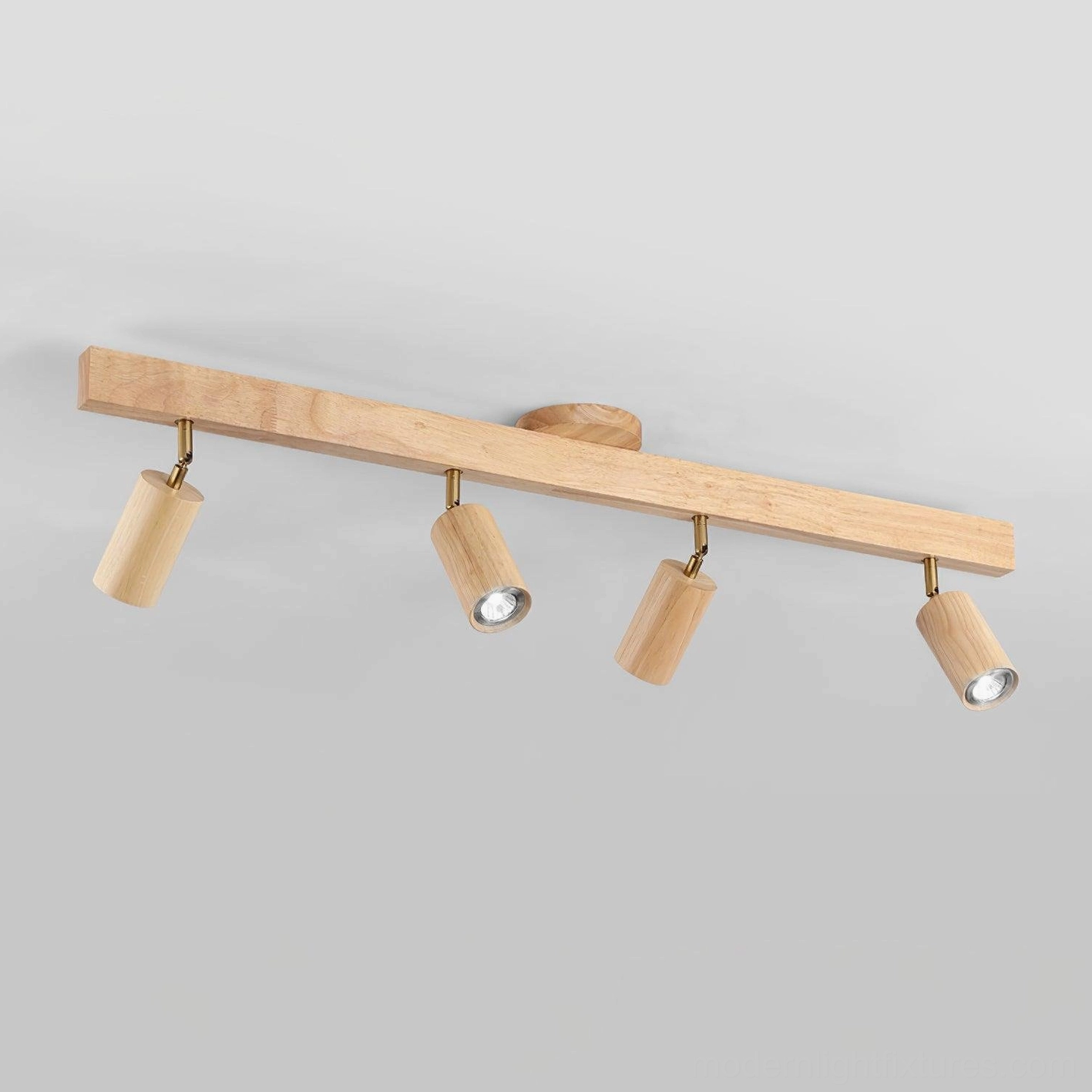 Natural wood finish Merlo track light 100cm large ceiling fixture