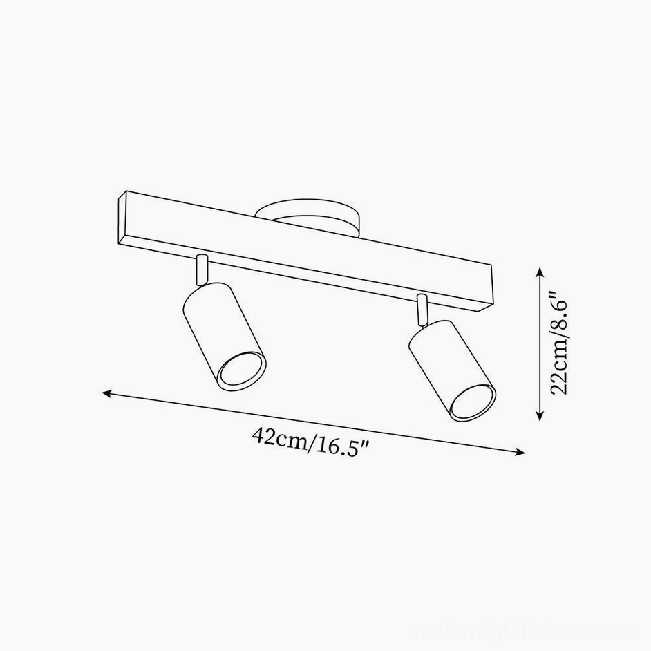 Merlo small wooden track light 42cm dimension technical drawing orthographic view