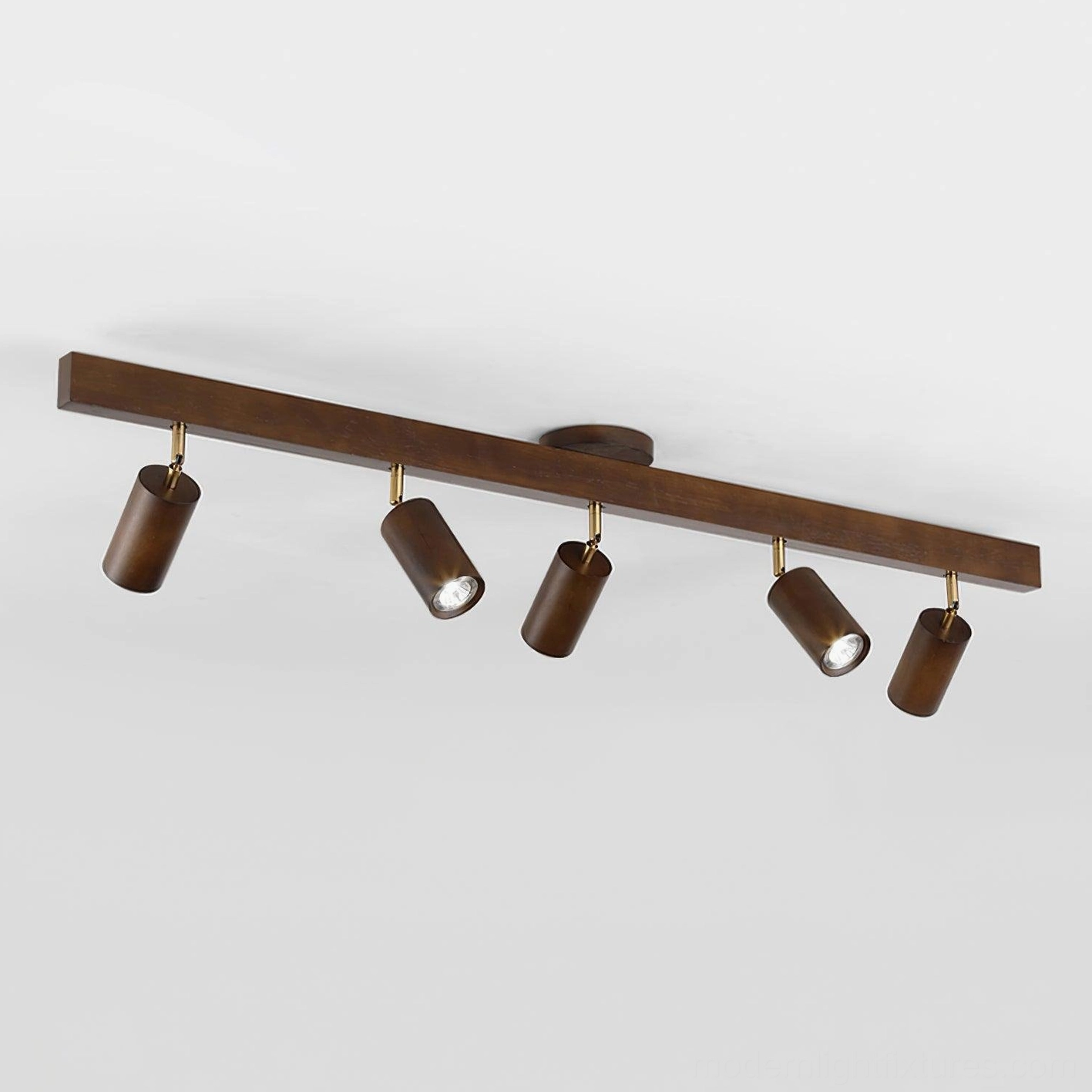 Walnut finish Merlo wooden track light 120cm x-large ceiling fixture
