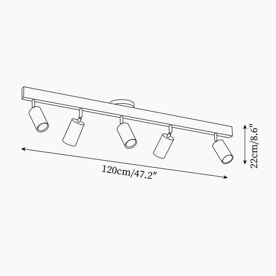 Merlo x-large wooden track light 120cm dimension technical drawing orthographic view