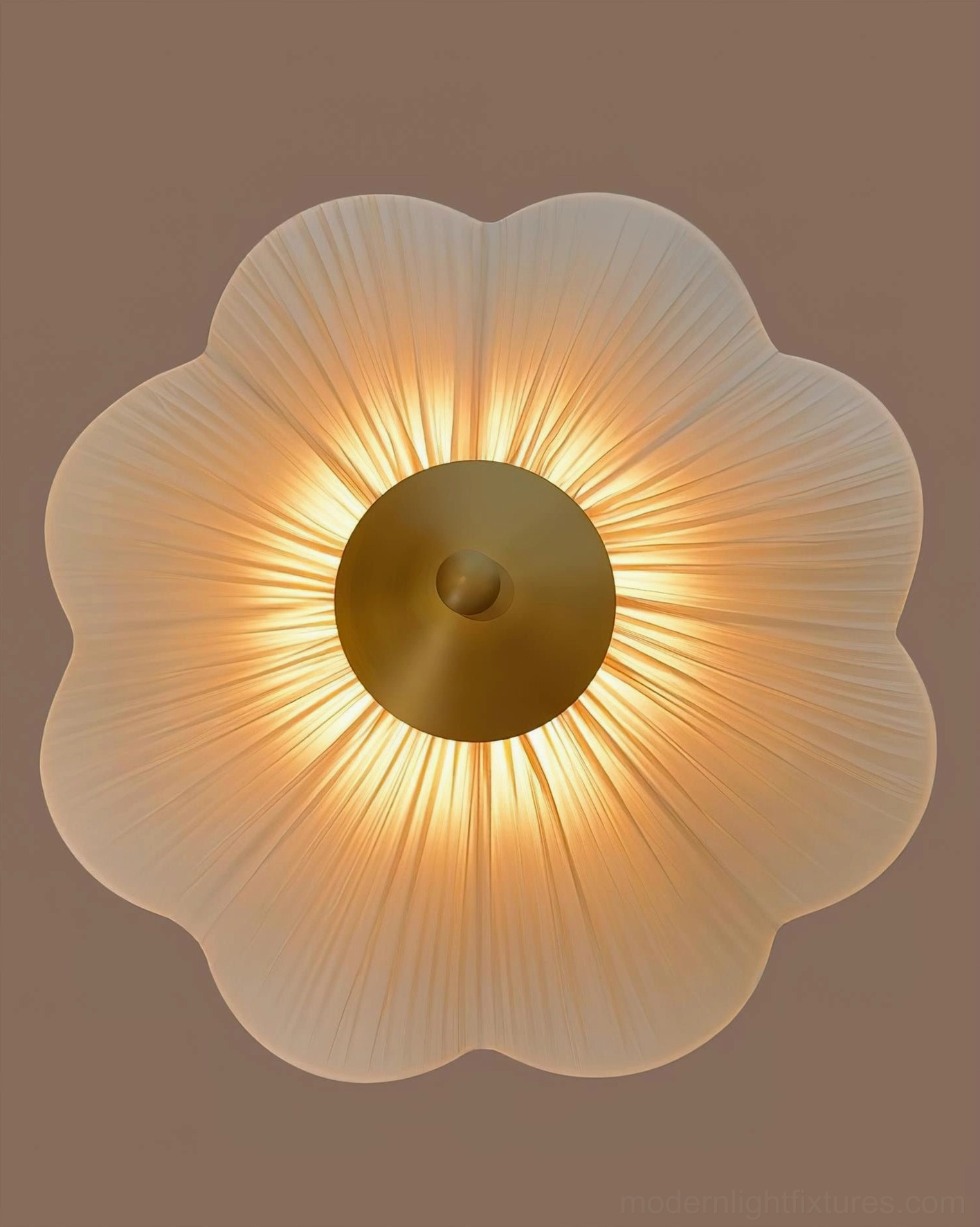 Merona fabric shade table lamp close-up showing pleated construction and diffused warm lighting effect