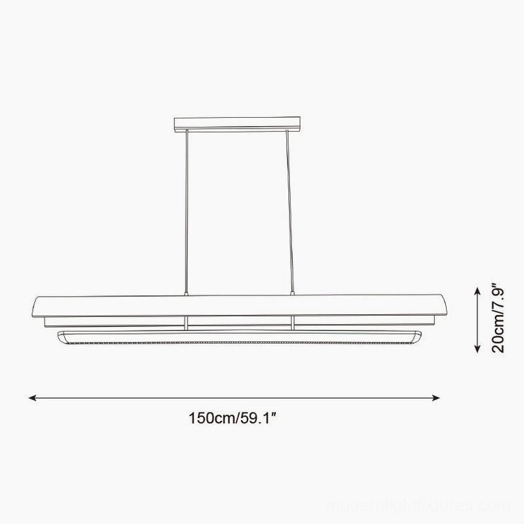 Merrow Linear Chandelier 59-inch 150cm technical specification drawing with dimensions