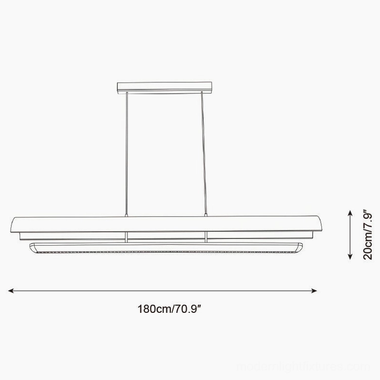Merrow Linear Chandelier 71-inch 180cm technical specification drawing with dimensions