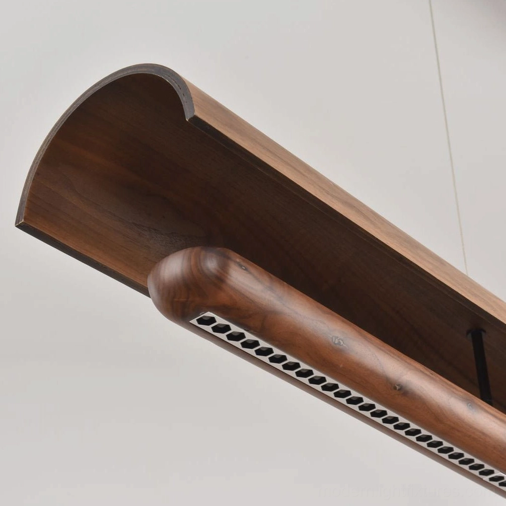 Merrow Linear Chandelier in contemporary kitchen with island bar, integrated LED providing task and ambient light