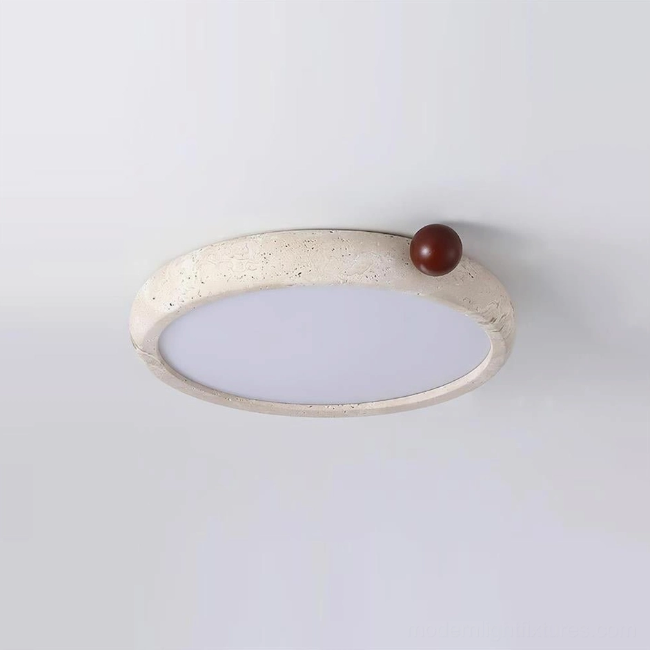 Metra natural travertine stone ceiling light with integrated warm white LED technology
