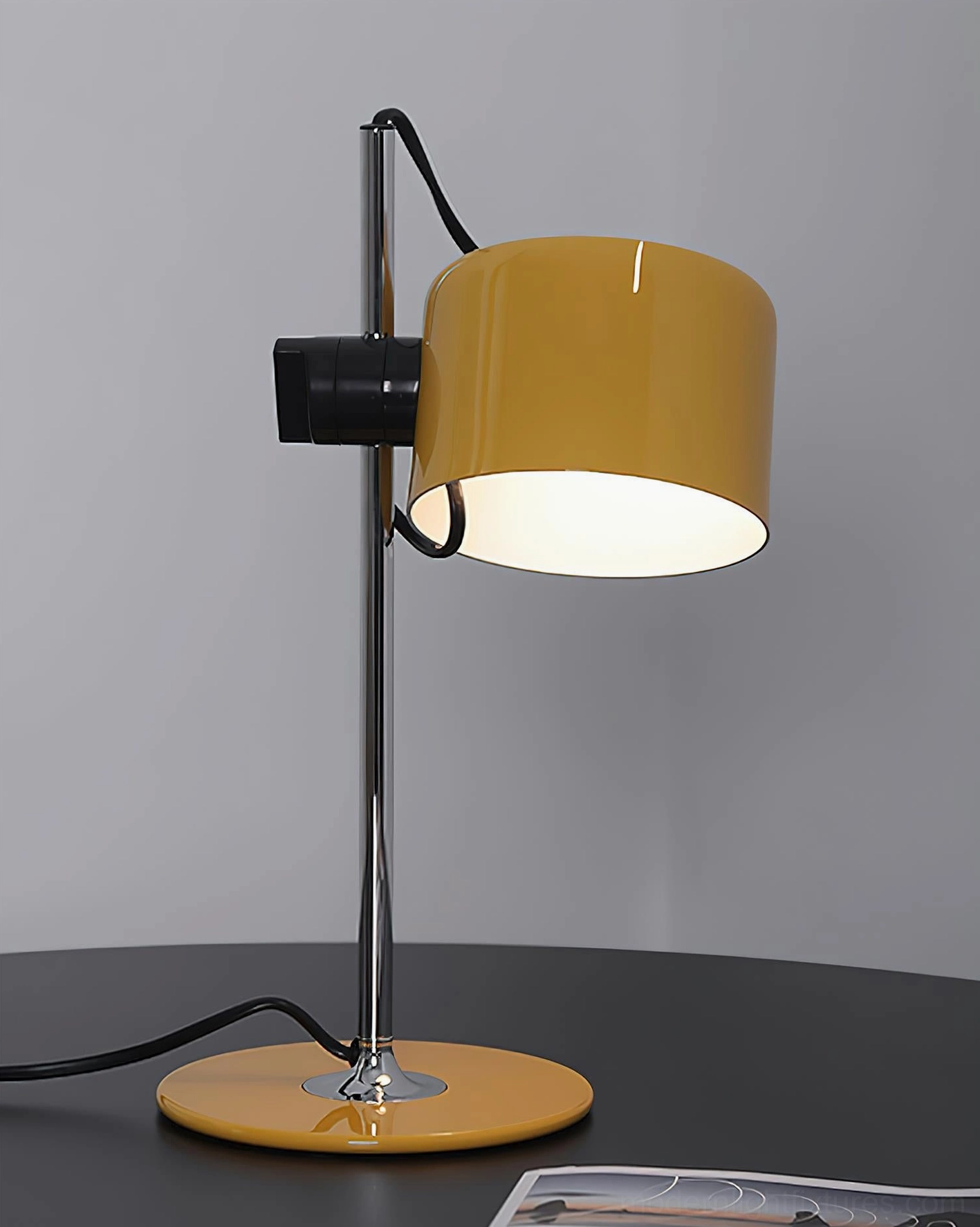 Adjustable metro spot table lamp mustard yellow shade with chrome base - contemporary adjustable lighting