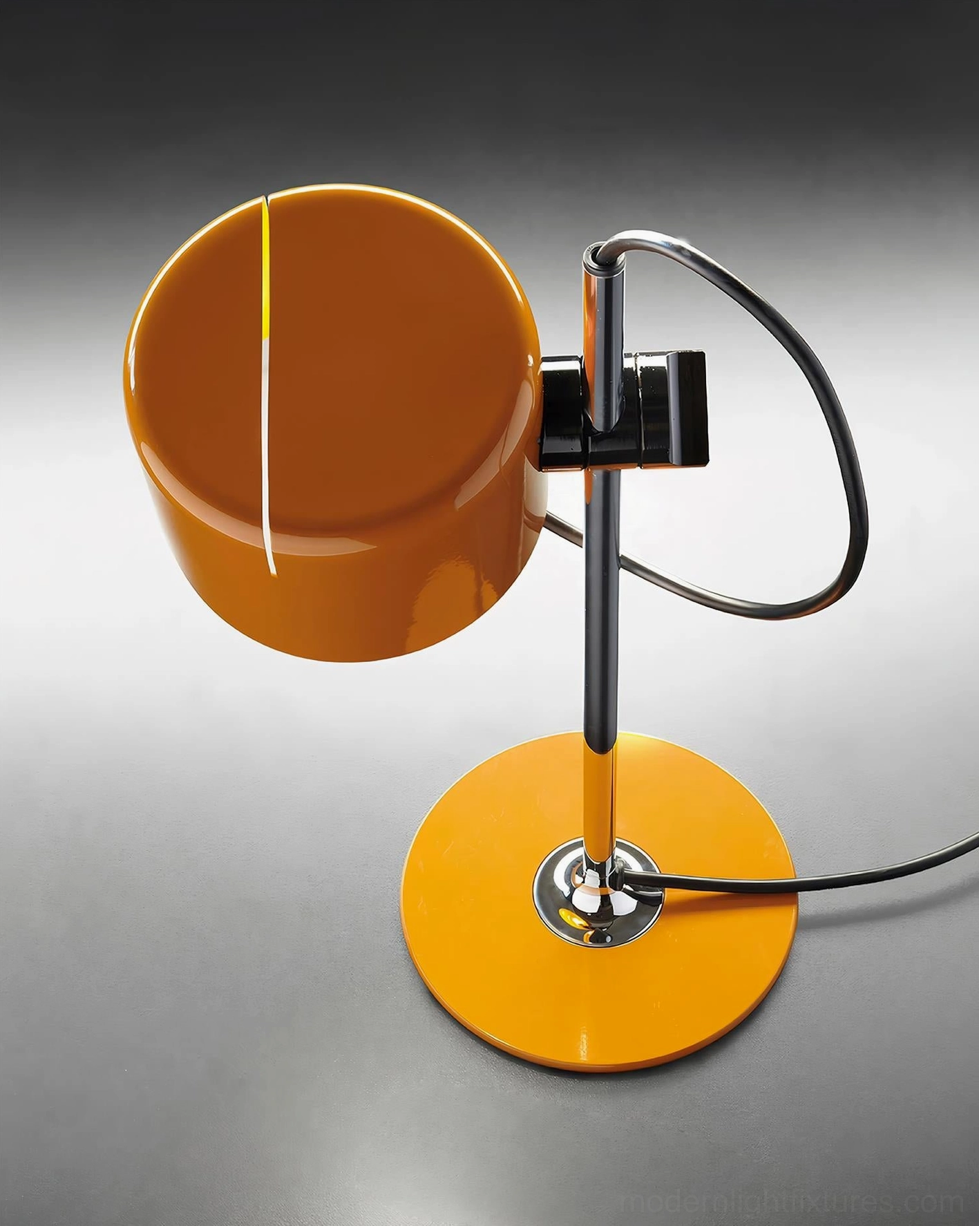 Metro spot table lamp amber yellow glossy enamel shade chrome hardware - adjustable modern task light