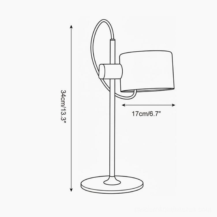 Metro spot table lamp technical schematic dimensions 34cm height 17cm width - product design specifications