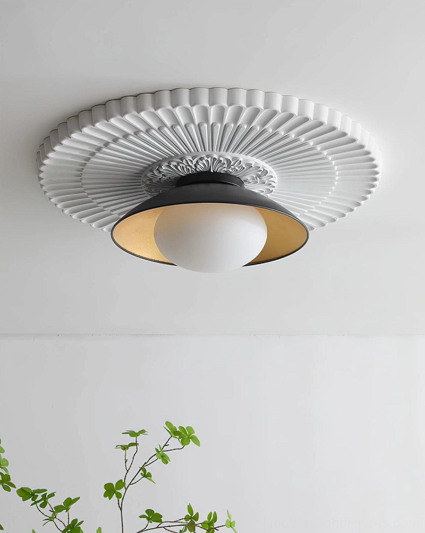 Mezo modern ceiling light fixture contemporary home design warm gold glow atmosphere