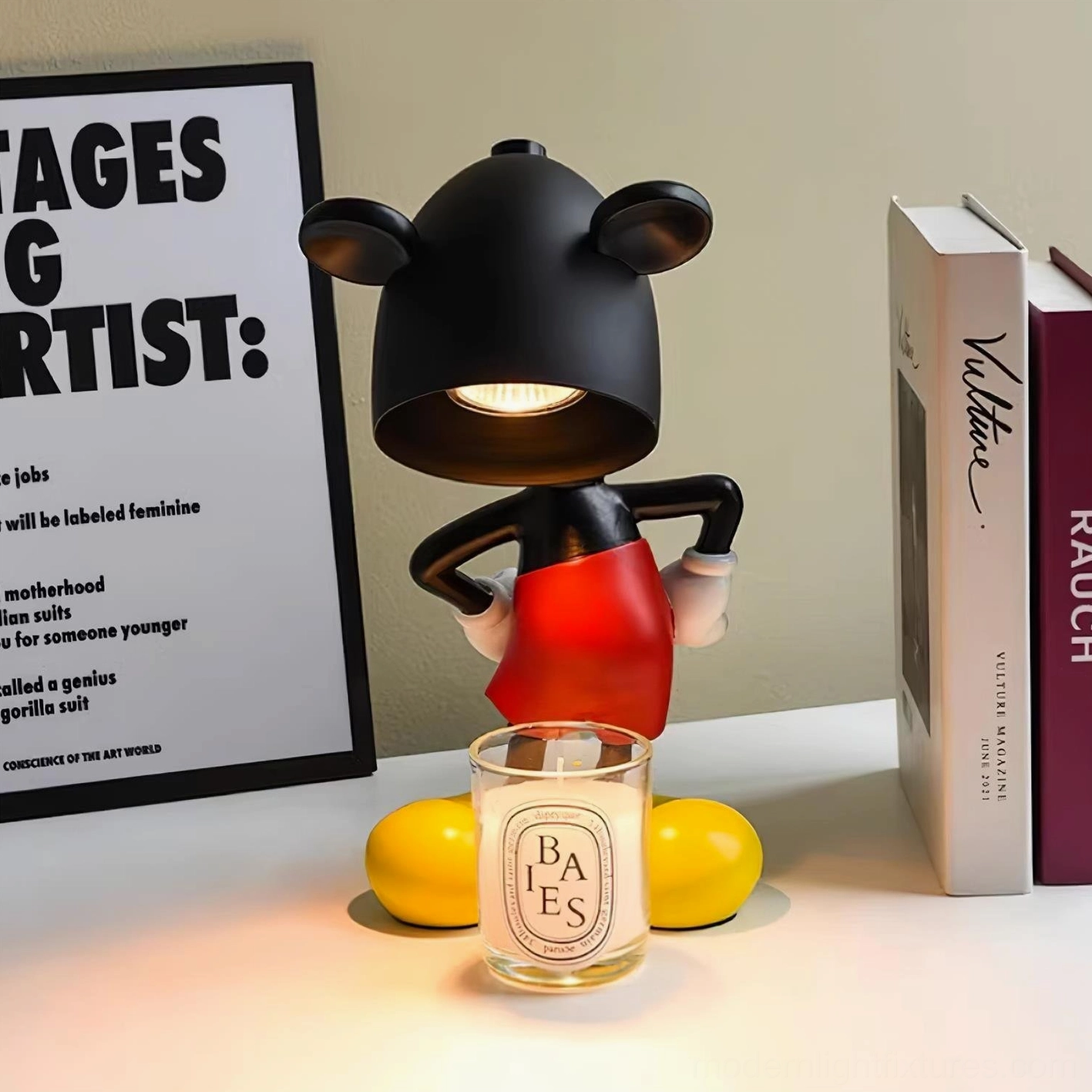 Mickey candle warmer lamp close-up detail of character silhouette design