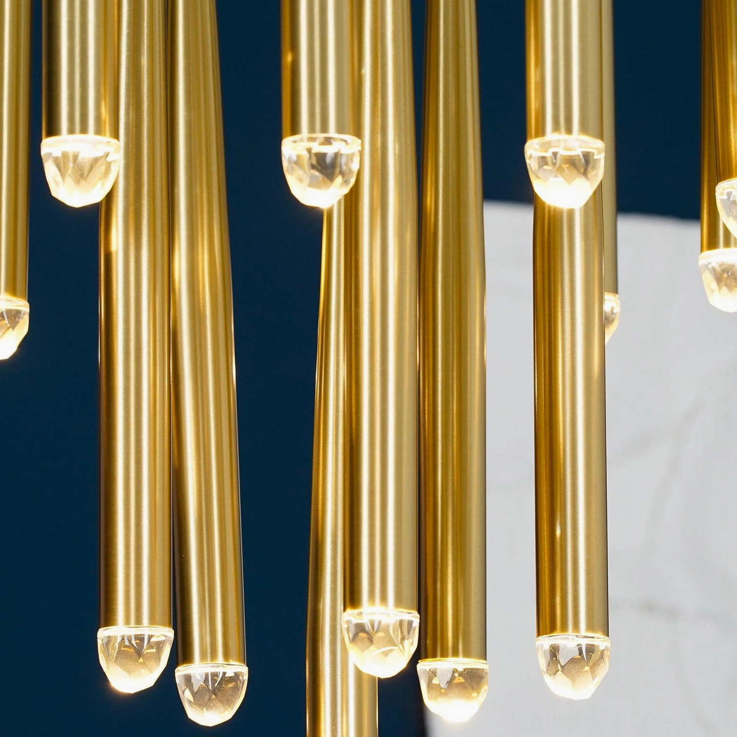 Mid-century modern brass cluster light fixture architectural detail