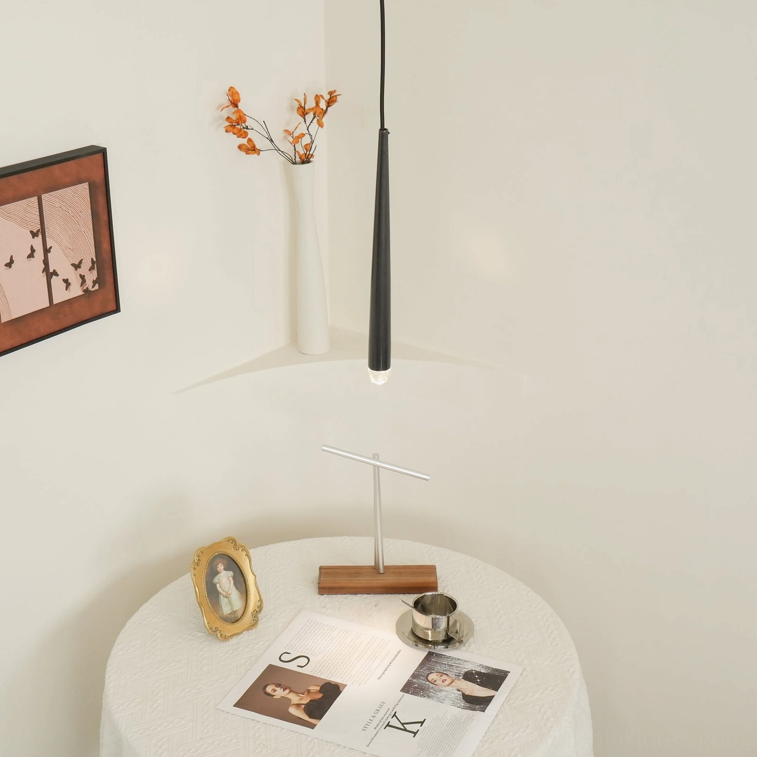 Mid-century modern brass suspended cluster light fixture