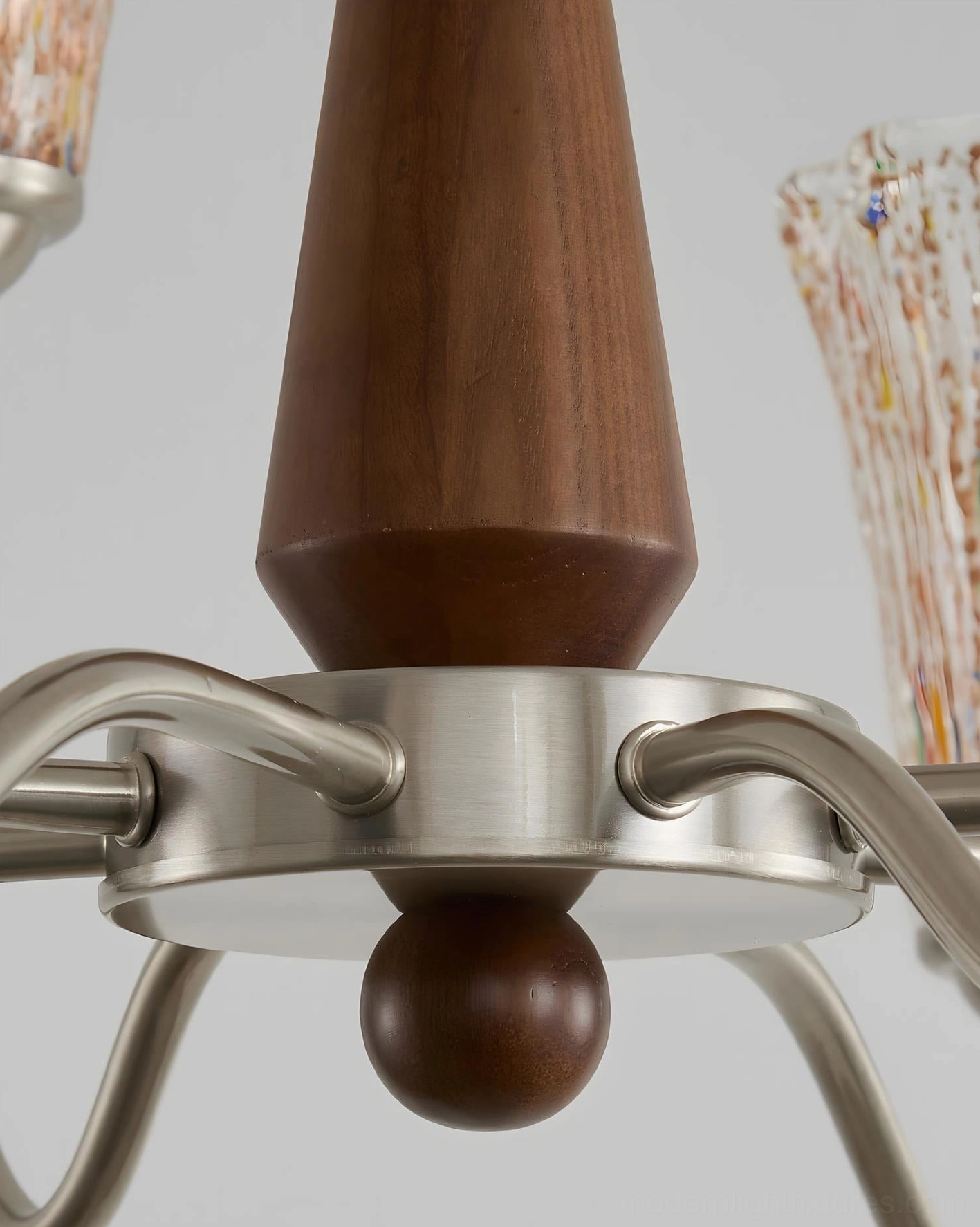 Mid-Century Chandelier Design Detail - Sculptural Glass Shades and Metal Frame Architecture