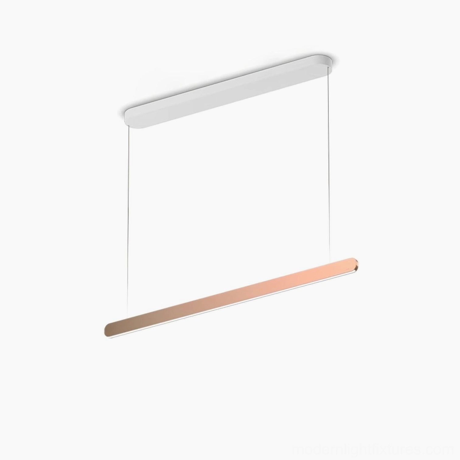 Mid-century modern inspired linear pendant lamp with clean minimalist proportions