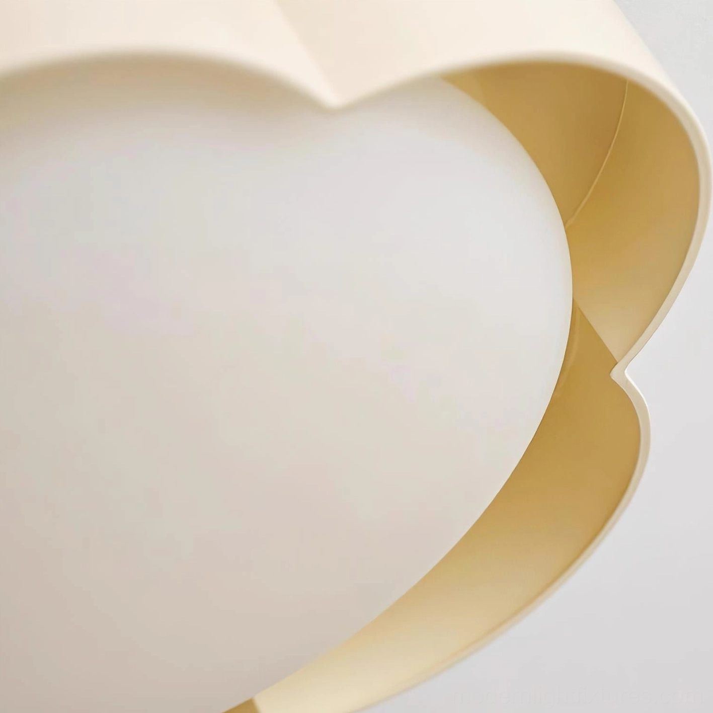 Mid-century modern flower ceiling fixture - wood-grain trim design flush mount installation