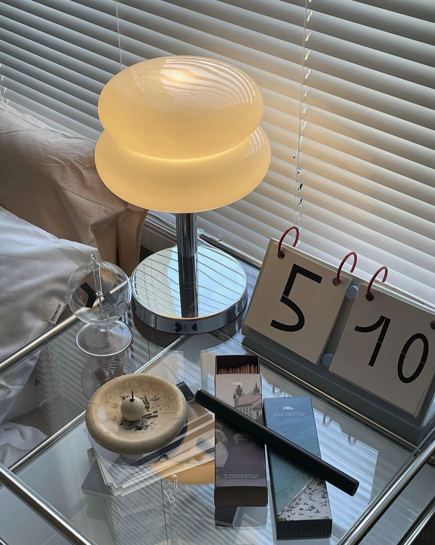 Modern glass table lamp suitable for mid-century modern interior design style
