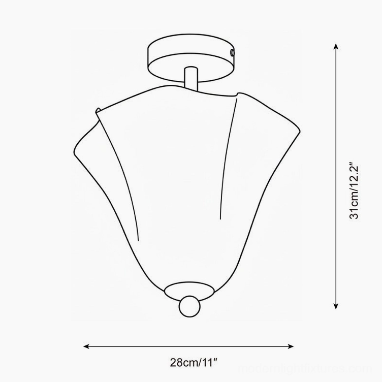 Mido ceiling light technical dimension drawing, 28cm width 31cm height specifications
