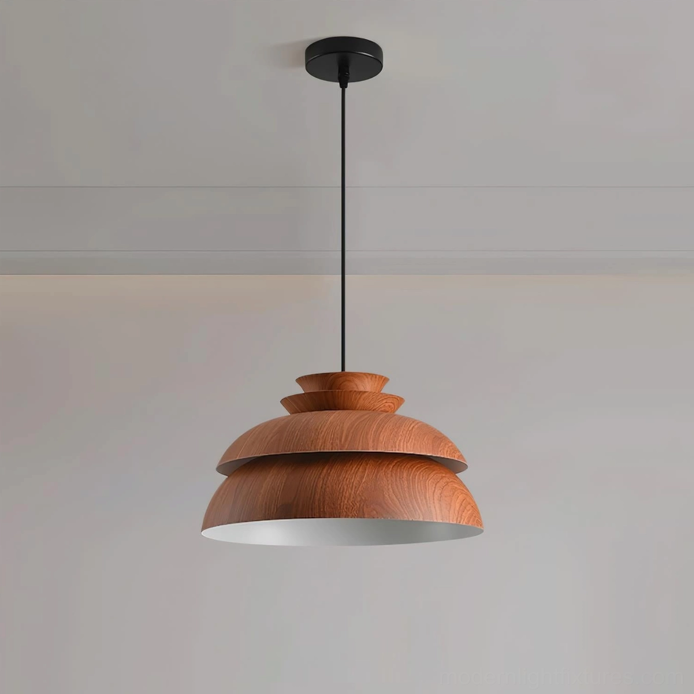 Midori pendant light installation showing suspension wire and electrical configuration