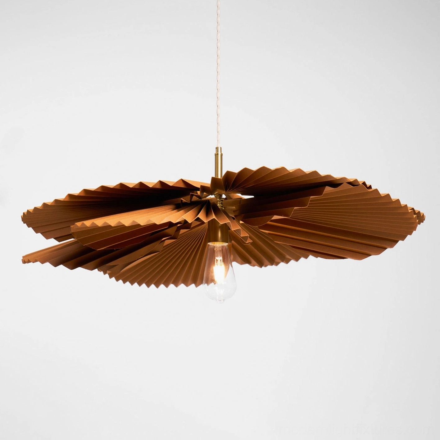 60cm Mikado pleated pendant light in compact home office space with minimal aesthetic