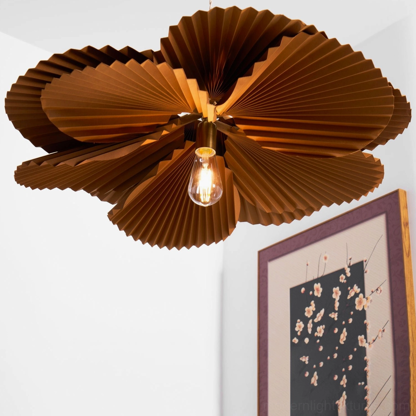 Mikado pendant light compatible with sloped or vaulted ceilings up to 30 degrees installation angle
