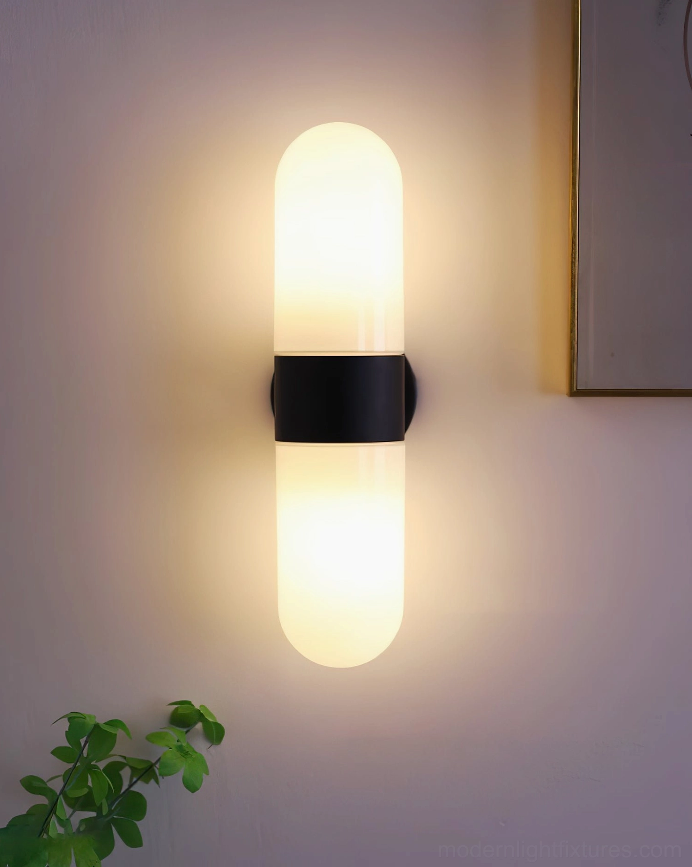 Modern wall sconce color variations - black gold chrome white finish options