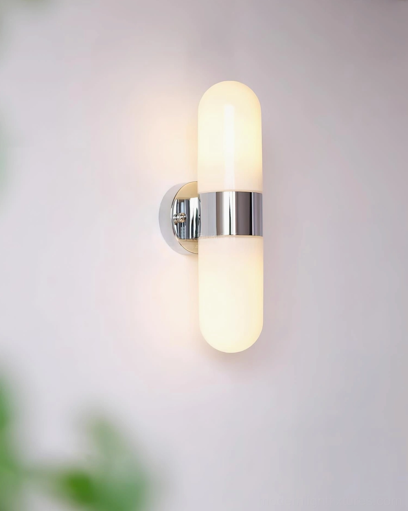 Modern wall lighting fixture with brushed gold metal and frosted glass - luxury ambient lighting