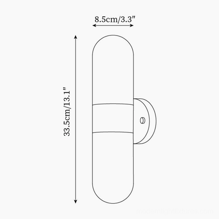 Technical drawing and dimension blueprint of Milano wall sconce - orthographic measurements