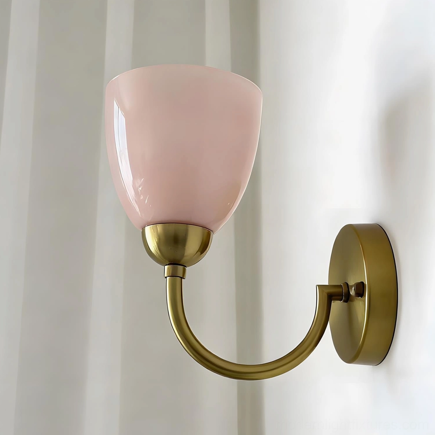 Mild Velin wall sconce gold and pink variant - contemporary brass wall lamp with soft glow