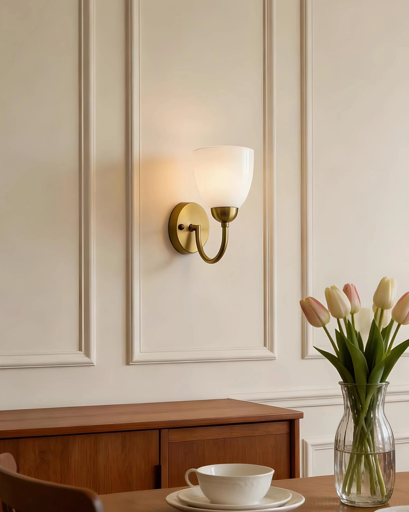 Mild Velin brass wall sconce multiple color options - gold pink white finishes displayed