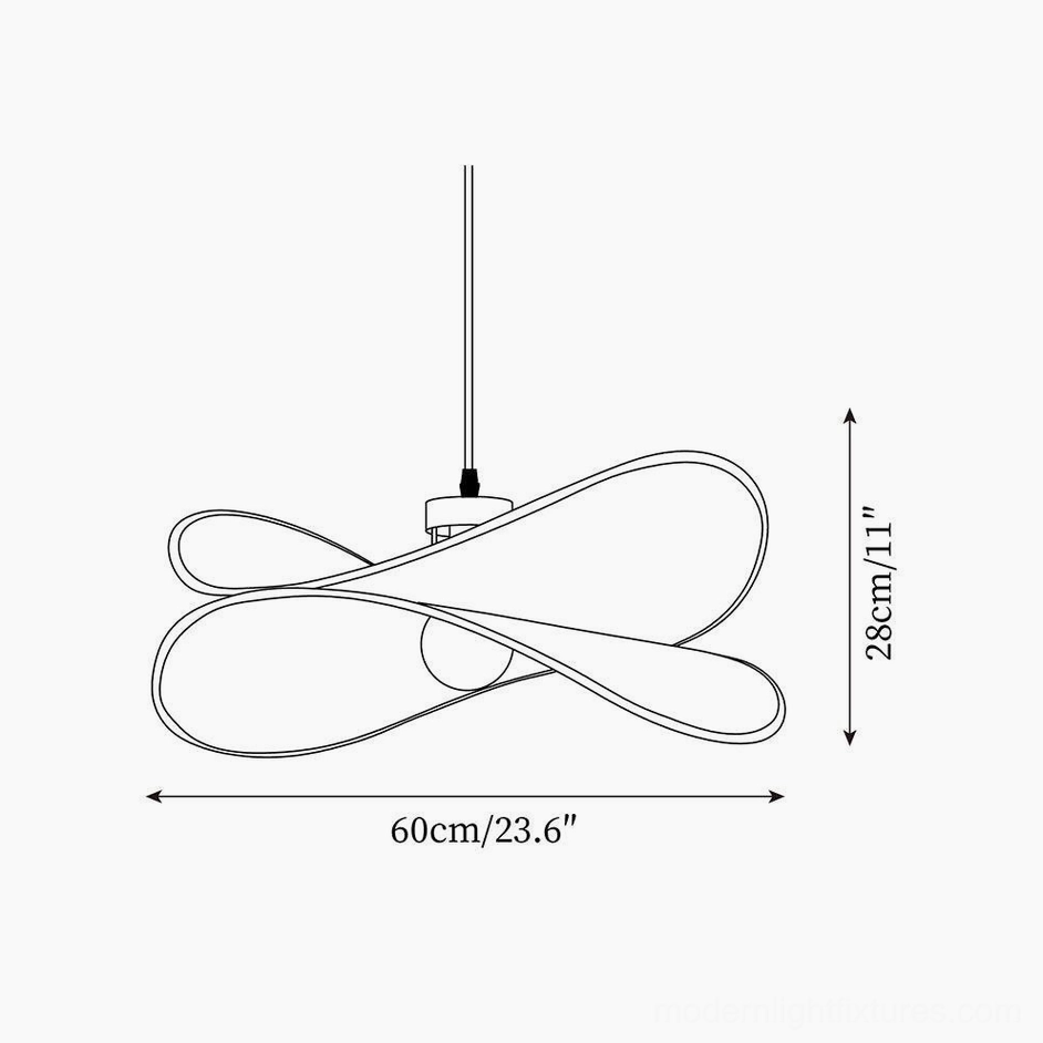 Miley fabric pendant light technical drawing and orthographic specifications showing 60cm diameter and 28cm height dimensions