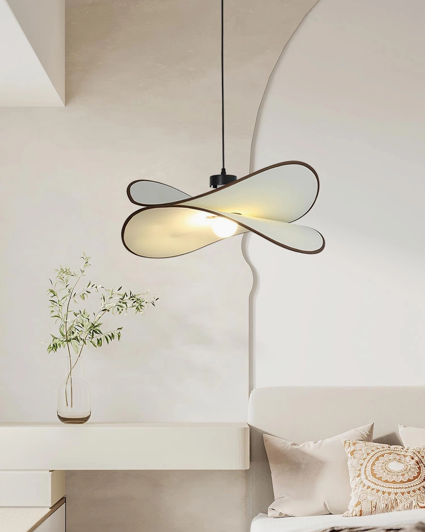 Miley pendant light hanging in contemporary home interior showing how warm ambient glow enhances room ambiance and interior design