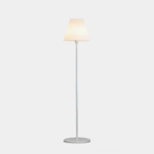 Milford modern floor lamp with pleated white shade front view minimalist design