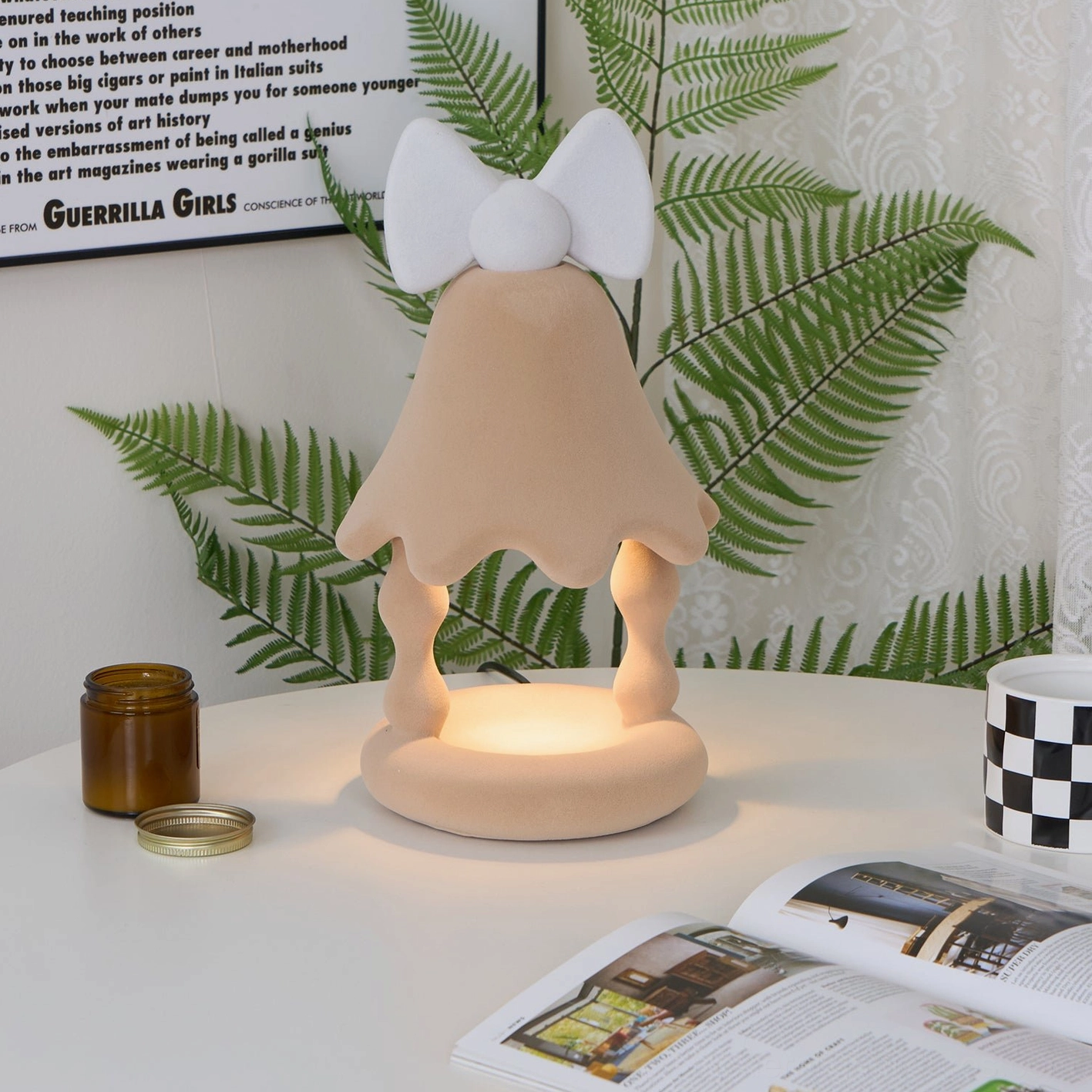 Milk coffee Stacy candle warmer lamp creating multisensory ambiance with gentle illumination and aromatherapy candle diffusion