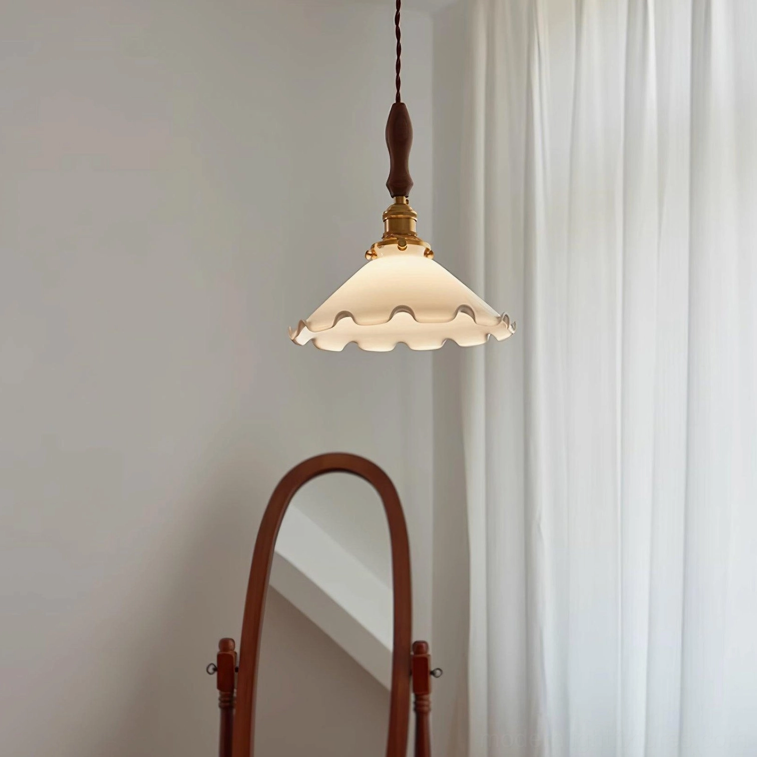Milky flower pendant light over kitchen island, functional and decorative installation