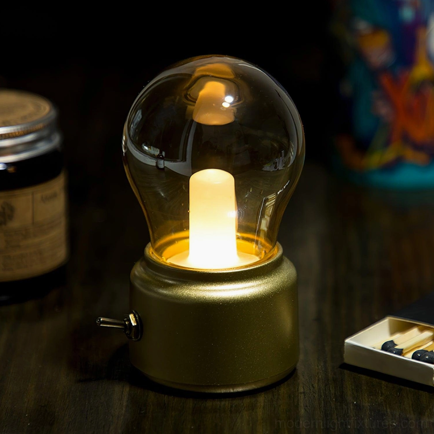Miniature decorative table lamp layered lighting scheme ambient task lighting