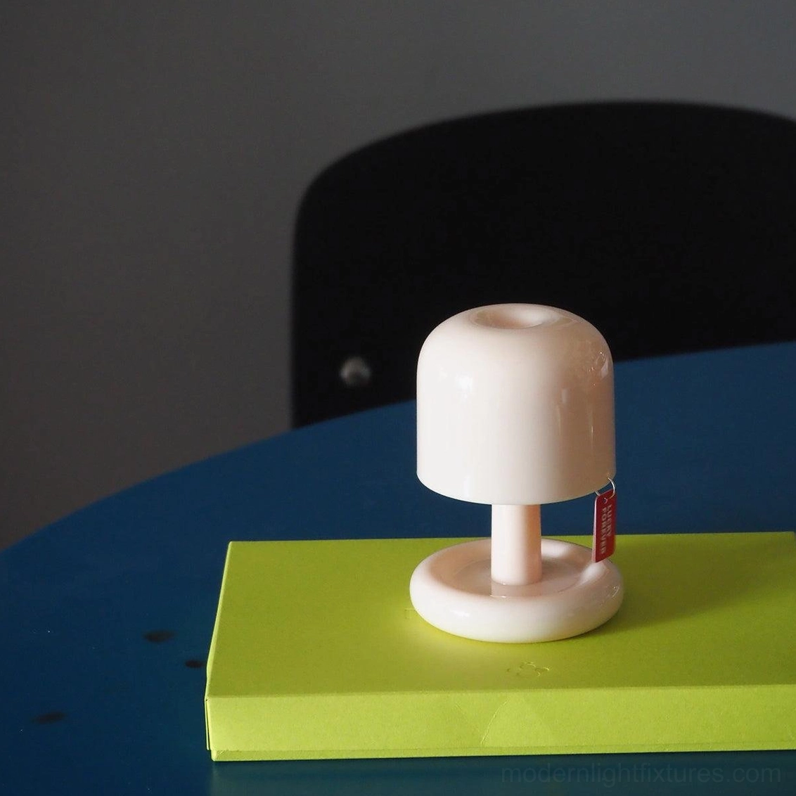 Mini Mushroom Table Lamp on dining surface - Three-quarter angle view