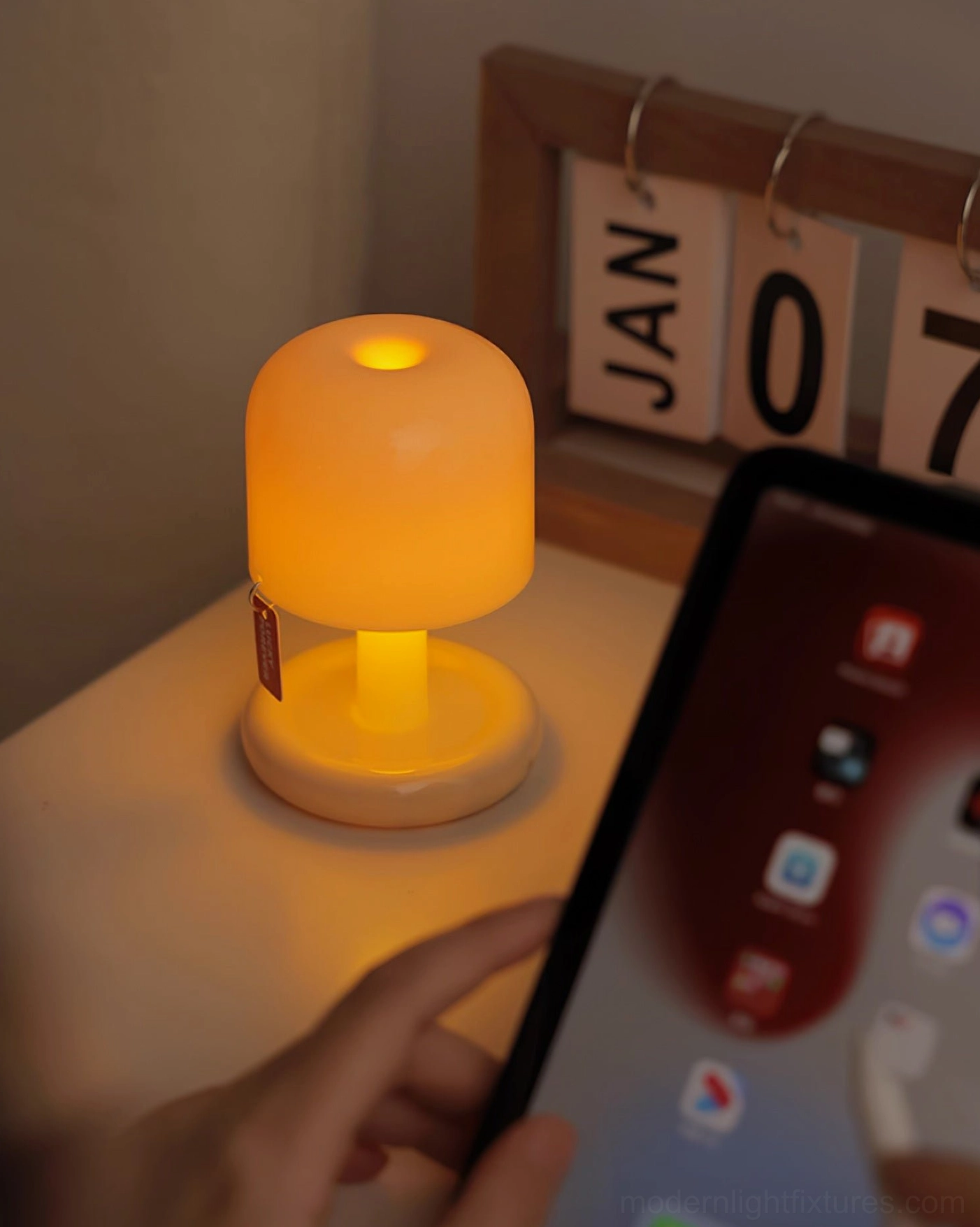 Warm ambient glow from Mini Mushroom Lamp - Evening relaxation lighting