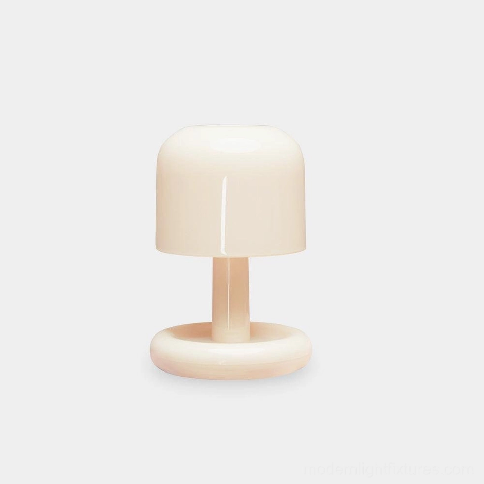 Mini Mushroom Table Lamp in Milky White - Front Studio View