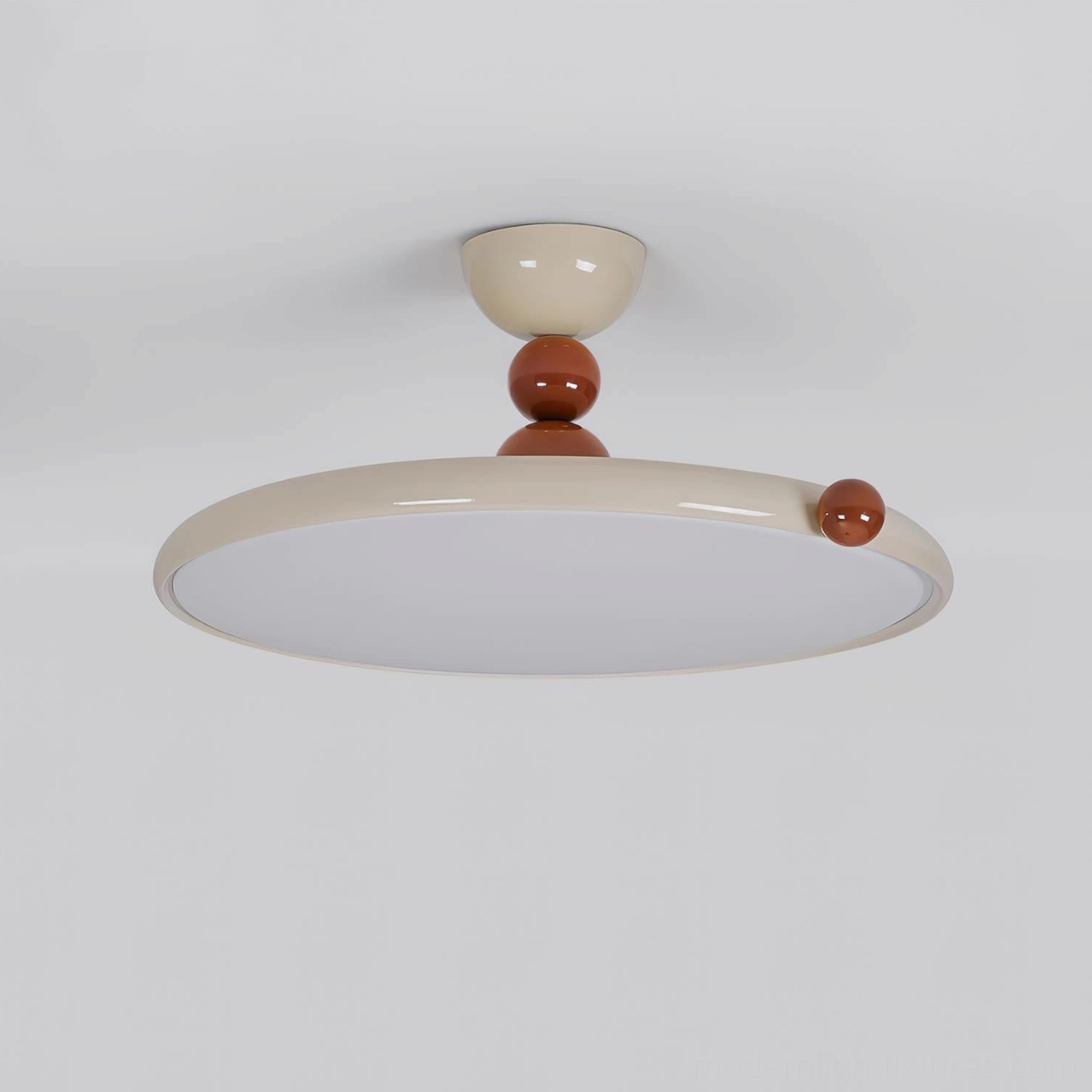Modern minimalist disc flush-mount ceiling light fixture with integrated LED technology and refined neutral palette