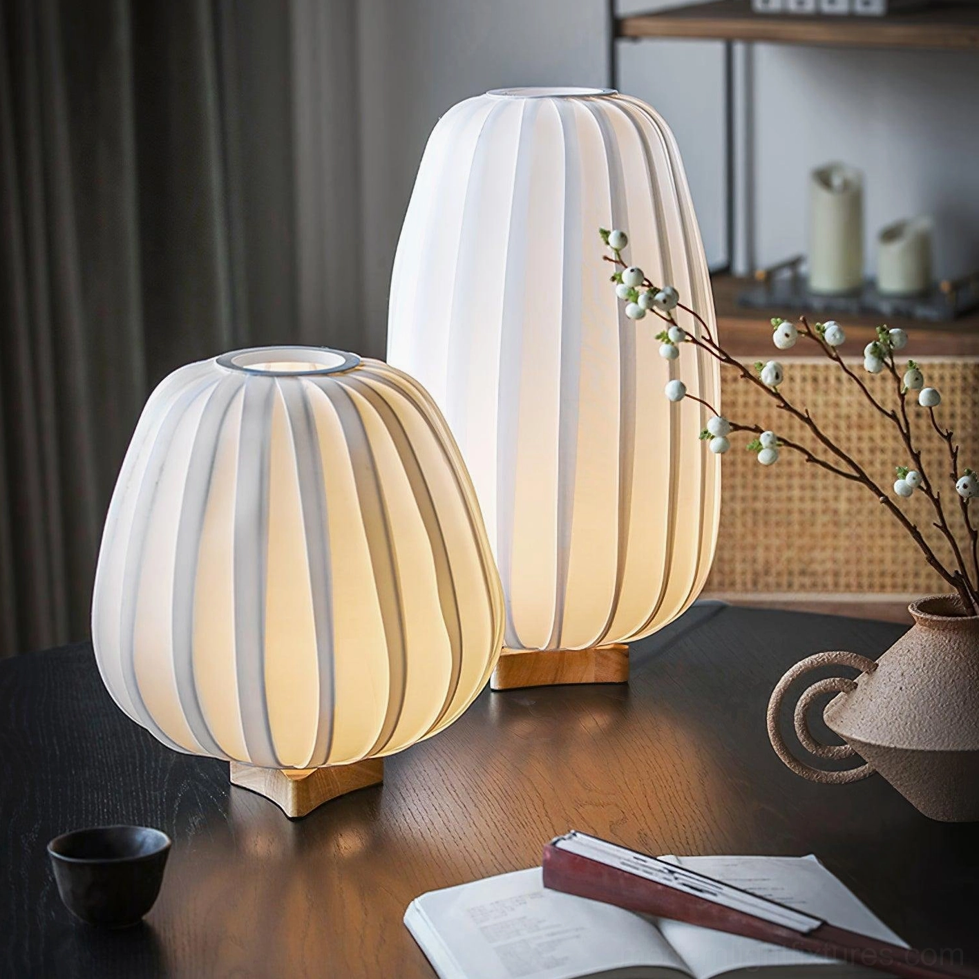 Minimalist fabric table lamp mid-century modern interior complementary styling