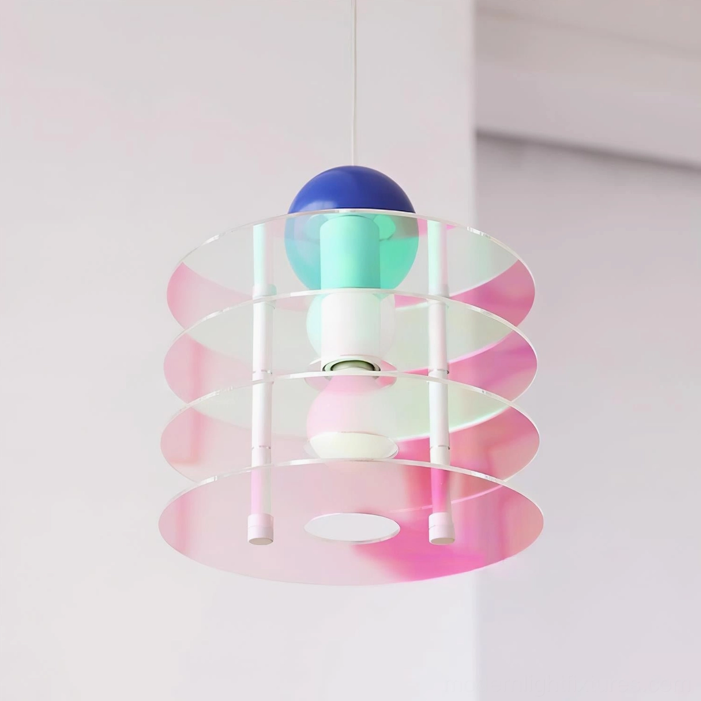 Minimalist layered pendant lamp with clean geometric acrylic structure