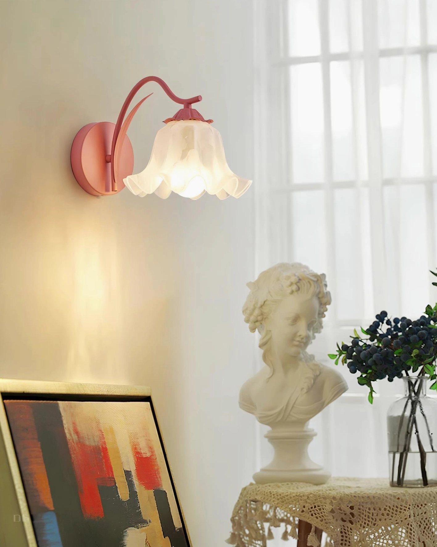 Minimalist floral wall light fixture - botanical design aesthetic