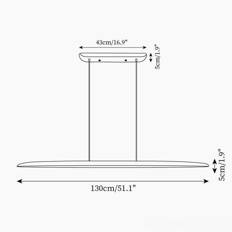 Minimalist linear LED pendant chandelier wood finish showing energy-efficient modern lighting design