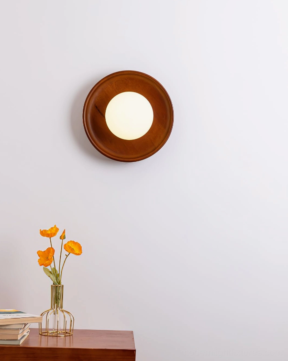 Nordic minimalist round wall sconce lighting design principle illustration